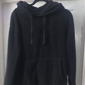 oversized black fuzzy hoodie